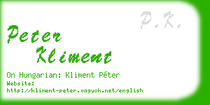 peter kliment business card